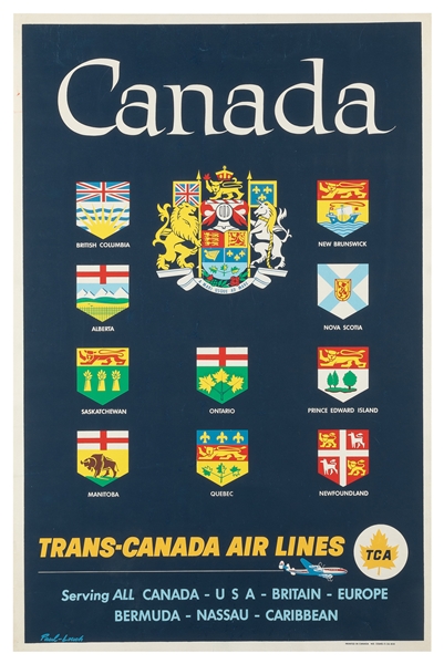  [CANADA-TRAVEL]. Trans Canada Air. Group of four posters. 1...