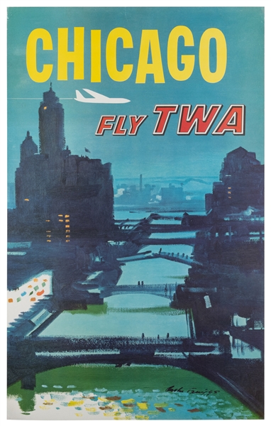  BRIGGS, Austin (1908-1973). Chicago / Fly TWA. Circa 1960s....