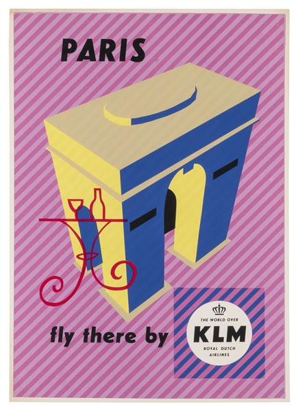  Paris / Fly there by KLM Royal Dutch Airlines. Offset litho...