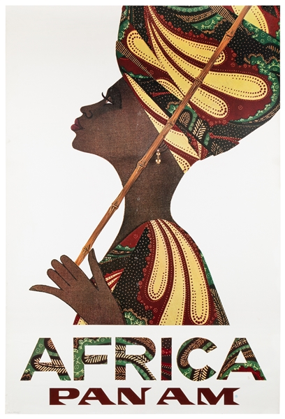  Africa / Pan Am. 1967. Offset lithograph poster of a statel...