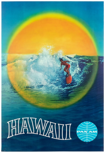  Hawaii / Pan Am. Circa 1960s. 41 ¾ x 28 ¼”. Linen backed. R...