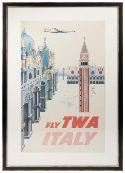  KLEIN, David (1918-2005). Fly TWA / Italy. Circa 1950s. Col...