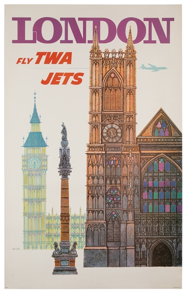  KLEIN, David (1918-2005). London / Fly TWA Jets. Airline po...