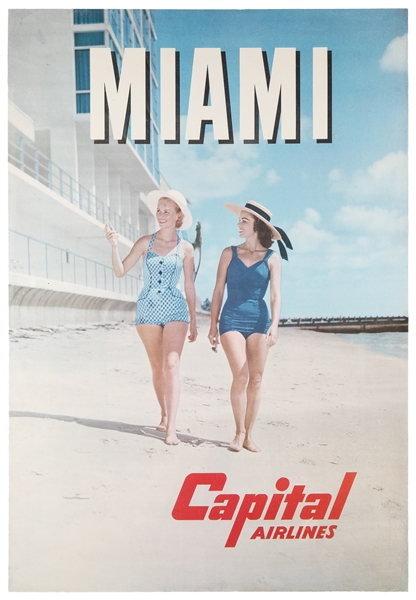  Miami / Capital Airlines. 1950s. Photo-offset airline poste...