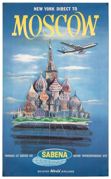  New York Direct to Moscow / Sabena. Circa 1960. A Sabena Bo...