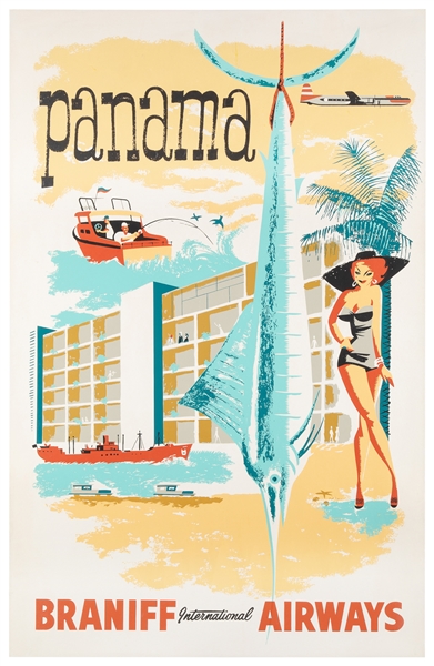  Panama / Braniff International Airways. Circa 1950s. Silksc...