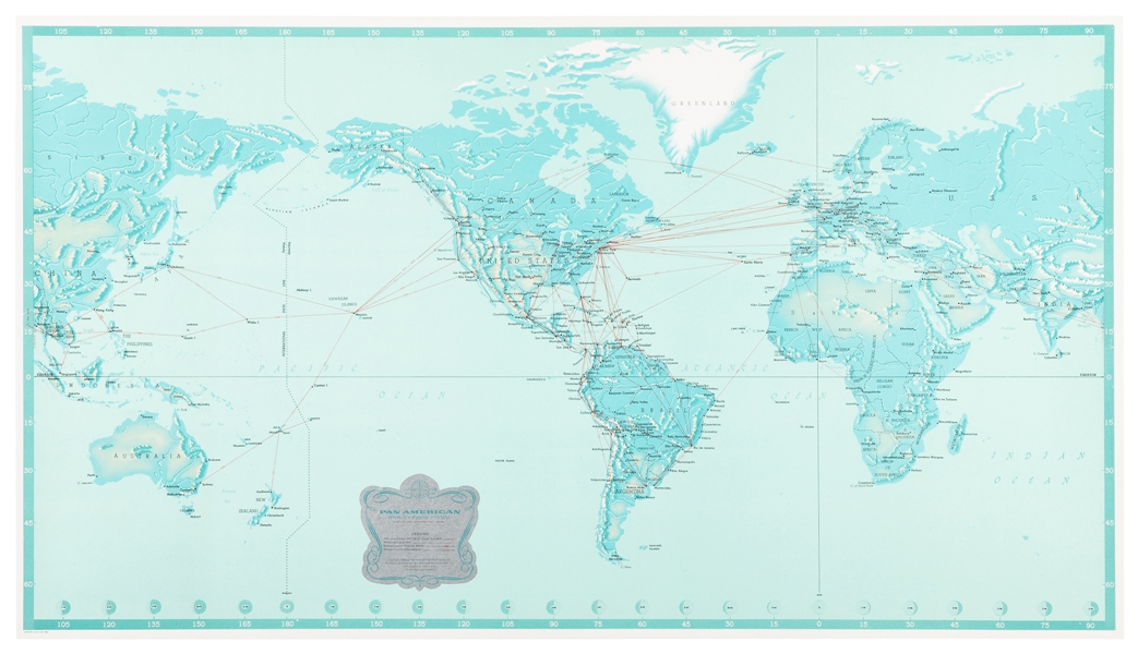  Pan American Airways World System Map. 1956. Art by Paul Jo...