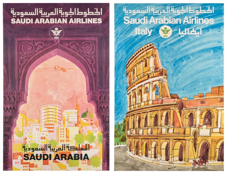  Two Saudi Arabian Airline Posters. [1960s]. Includes: Saudi...