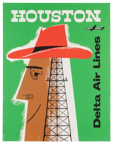  SLATTERY, William. Houston / Delta Air Lines. 1950s. Silksc...