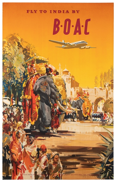  WOOTTON, Frank (1914-1998). Fly to India by BOAC. 1950. Air...