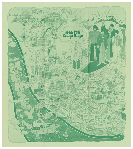  Beatles Map. 1974. [Liverpool Public Relations Office.]. Of...