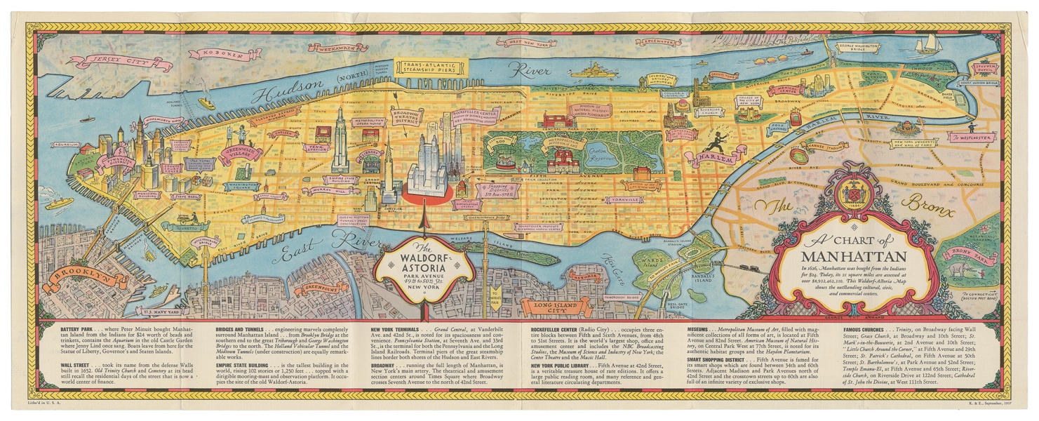  ANNAND, George (1890-1980). Chart Map of Manhattan. 1937. C...