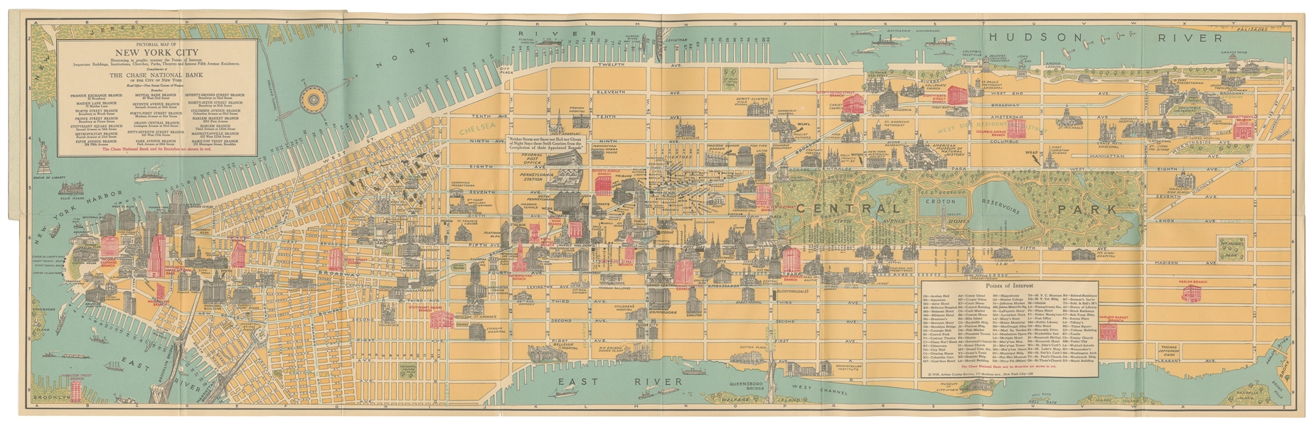  Pictorial Map of New York City / Compliments of the Chase N...