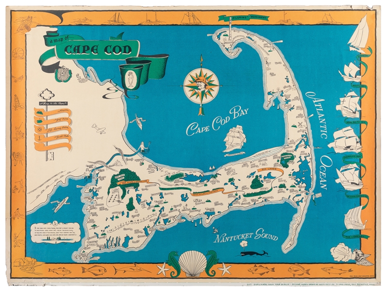  PAIGE, Paul. A Map of Cape Cod. East Brewster, MA, ca. 1940...