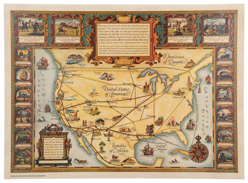  Southern Pacific Lines / Map of the United States. 1928. Sa...