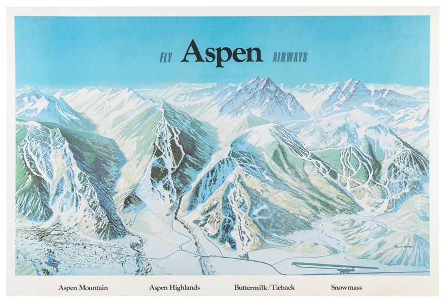  BROWN, Bill C. Fly Aspen Airways. Circa 1980. Color offset ...