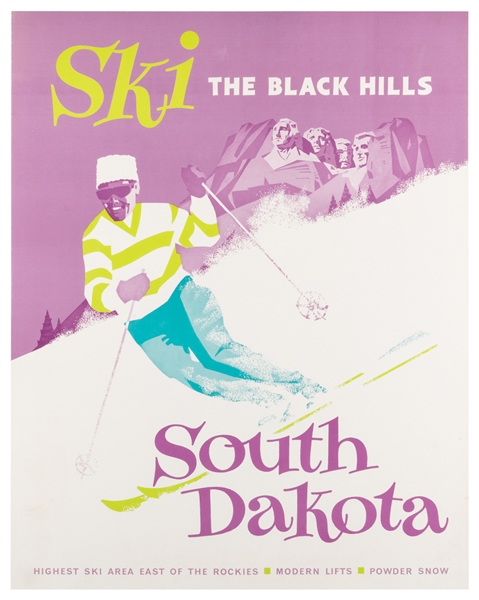  Ski the Black Hills / South Dakota. Circa 1960s. 28 x 22”. ...