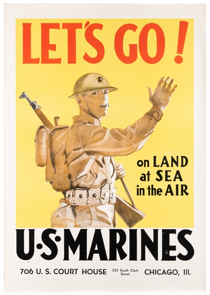  DICKSON. Let’s Go / U.S. Marines. 1941. A bold World War II...