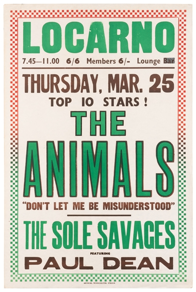  [THE ANIMALS]. Group of 8 concert posters and handbills. V....