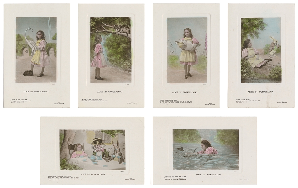  [POSTCARDS]. A group of 6 photographic Alice in Wonderland ...