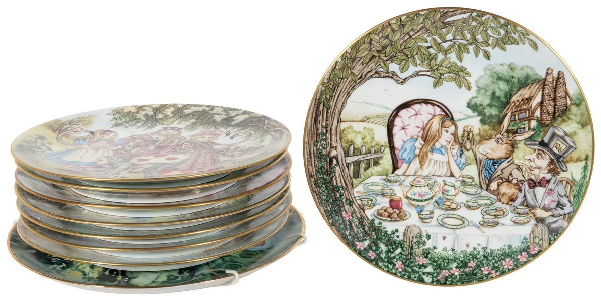  [KITCHENWARE]. A group of nine Alice in Wonderland collecto...