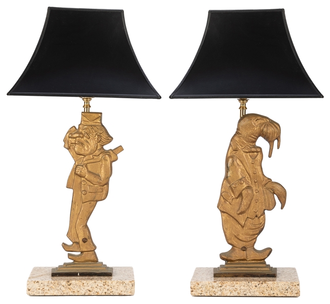  [LAMPS]. A pair of converted Alice in Wonderland caricature...