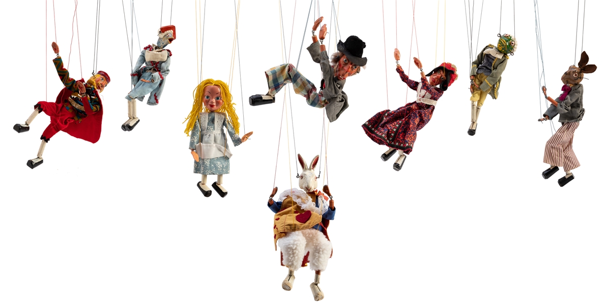  [PELHAM PUPPETS]. A group of 9 rare Alice puppets. London: ...