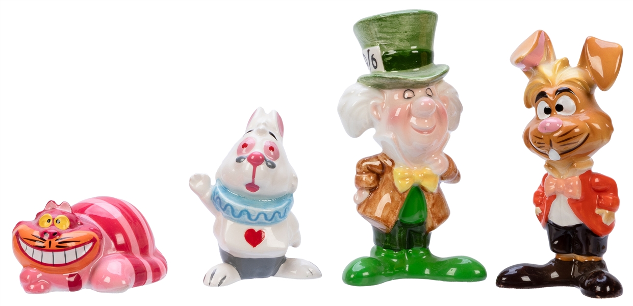  [DISNEYANA]. A group of six vintage porcelain Alice in Wond...