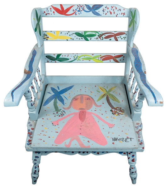 TOLLIVER, Mose (American, 1915-2006) Painted Chair with Fig...