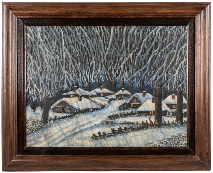  PETROVSKI, Angel (Macedonian, 20th century). Winter Night. ...