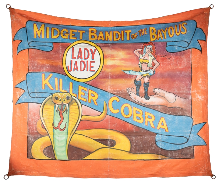  [SIDE SHOW BANNERS] [ARTIST UNKNOWN]. Midget Bandit of the ...