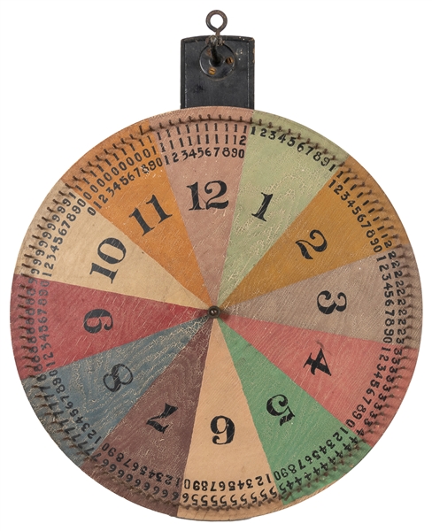  Hand-Painted Carnival Gaming Wheel on Original Hanging Stan...