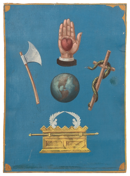  [FOLK ART]. [ODDFELLOWS]. Oddfellows Symbolic Painting. [Ca...