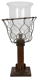  [FOLK ART]. Found Object Handmade Hurricane Lamp. [Ca. 20th...