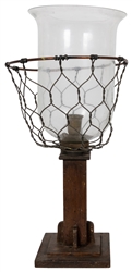  [FOLK ART]. Found Object Handmade Hurricane Lamp. [Ca. 20th...