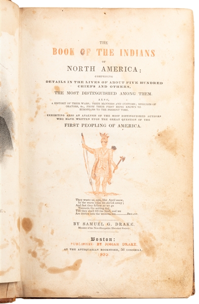  [NATIVE AMERICANS]. DRAKE, Samuel G. (1798-1875). The Book ...