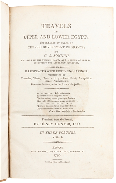  [TRAVEL & EXPLORATION]. SONNINI, C.S. (1751-1812). Travels ...