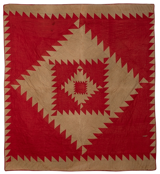  [FOLK ART QUILT]. Sawtooth Diamond in a Square Pattern. ca....