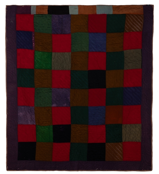  [FOLK ART QUILT]. Random Squares Pattern. ca. 1940s. Artist...