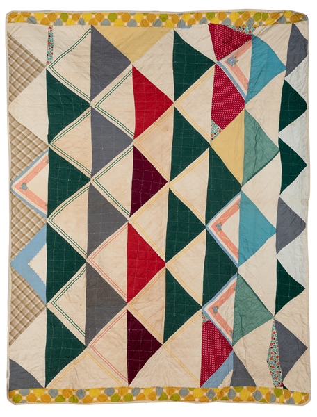  [FOLK ART QUILT]. Triangles. ca. 1960s. Artist unknown. 93 ...