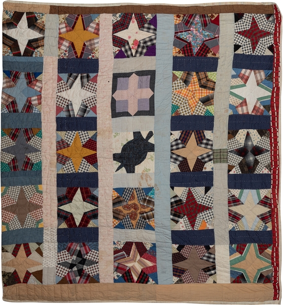  [FOLK ART QUILT]. Four-Pointed Star Pattern. ca. 1950s. Art...