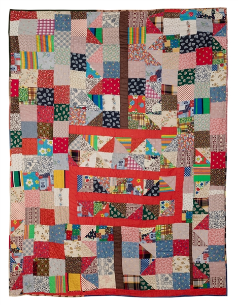  [FOLK ART QUILT]. Triangle and Squares. ca. 1940s. Artist u...