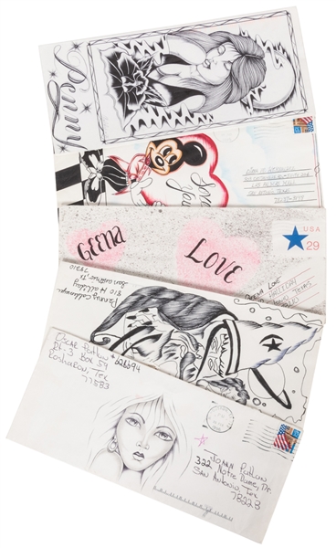  [PRISON ART] [PAÑO ART]. A Group of Five Envelopes with Ori...