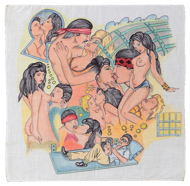   [PAÑO ART]. A Group of Three Hand-Drawn Handkerchiefs by P...