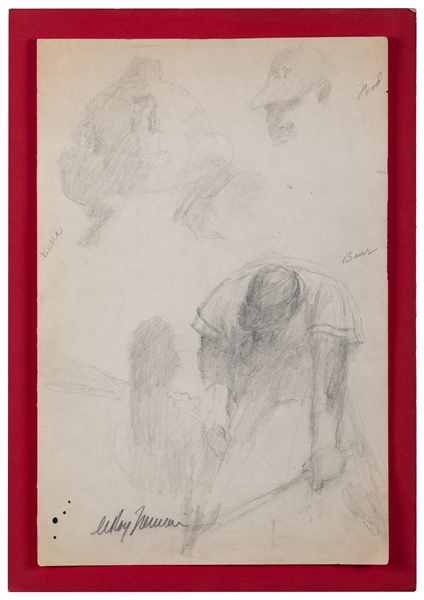  NEIMAN, LeRoy (American, 1921-2012). Pencil Study of Baseba...