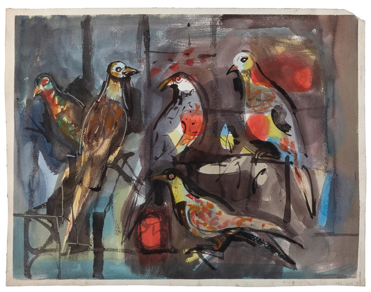  BUTTERFIELD, Peter (American, 1940-2020). Five Birds /Abstr...