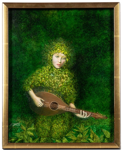  SALAZAR, S. (20th Century). Forest Woman with Lute. 1976. O...