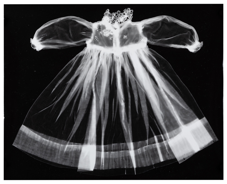 SAVAGE, Karen (American, 20th century). Unique Photogram / Silver Gelatin Print of a Christening Dress. 