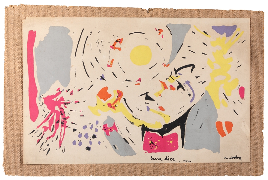  MATTA, Roberto (Chilean, 1911-2002) Sun-Dice. 1949. Color s...