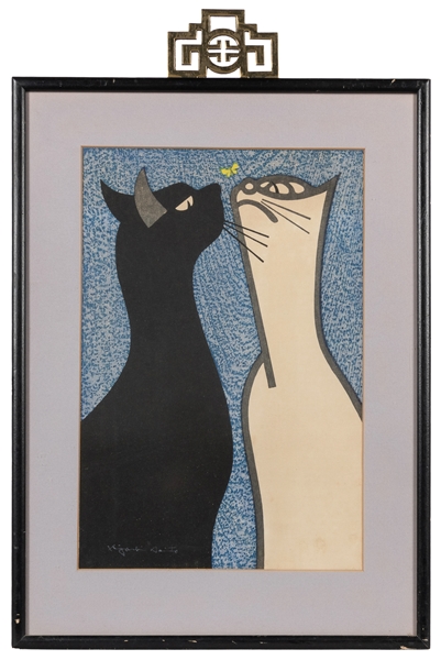  SAITO, Kiyoshi (Japanese, 1907-1997). Steady Gaze: Two Cats...